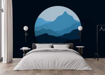 Nature mountains landscape illustration in circle Wall mural