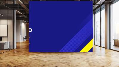 Abstract blue banner design vector, dynamic sporty horizontal background template with blue and yellow shapes for media promotion or web banner Wall mural