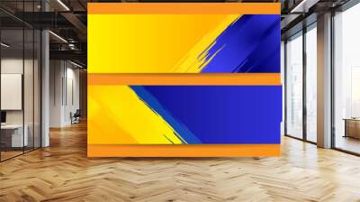 Abstract grunge background vector with paint brush and halftone effect, template design banner with gradient blue and yellow color of ukraine flag  Wall mural