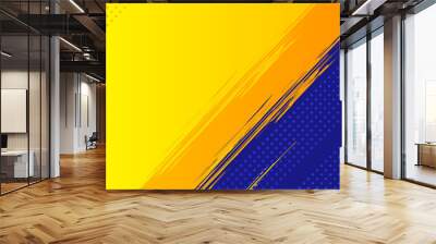 Abstract grunge background vector with paint brush and halftone effect, template design banner with gradient blue and yellow color of ukraine flag  Wall mural