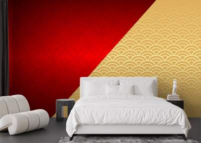 Chinese background vector, oriental banner design with gold red color with empty space, chinese new year traditional art template Wall mural