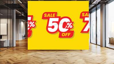 Set of discount label vector illustration, sale banner for promotional 25% off, 50% off, 75% off special offer tag sticker design element Wall mural