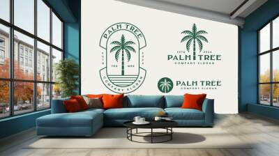 Palm tree vintage logo design template  Wall mural