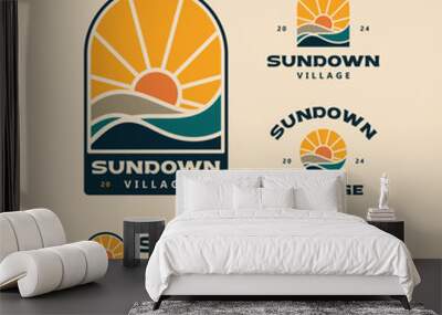 Sun down or sunset logo design template Wall mural