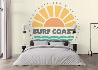 Vintage surf design template for surf club, surf shop, surf merch. Wall mural