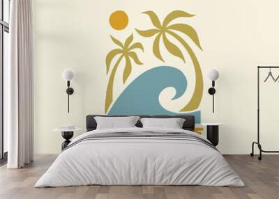 Vintage surf design template for surf club, surf shop, surf merch. Wall mural