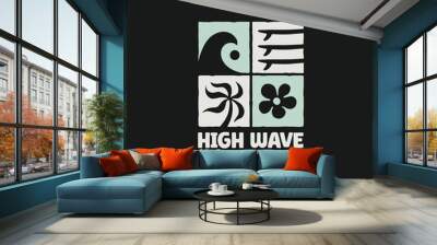 Vintage surf logo design template for surf club, surf shop, surf merch. Wall mural