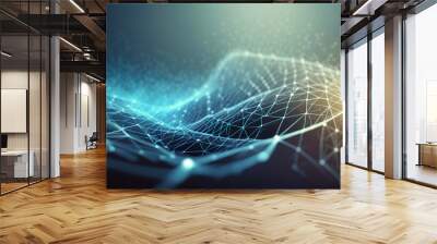 Blurry abstract 3d Rendering Abstract Background blue Network concept. Wall mural