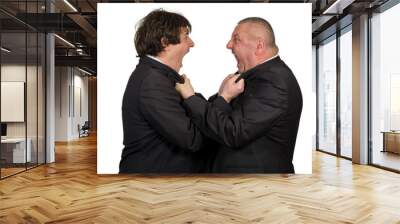 two angry business colleagues during an argument, isolated on white background Wall mural