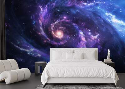 A galaxy with spiral arms and glowing stars Wall mural