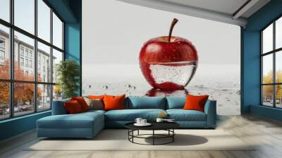 A red apple with a drop of water Wall mural