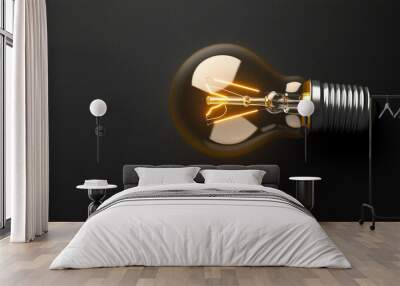 light bulb on black model background Wall mural