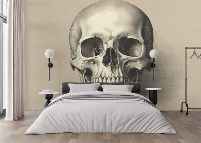 Human skull vintage drawing engraved illustration	 Wall mural