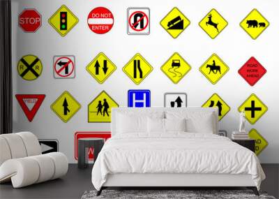 Collection of Traffic Signs Wall mural