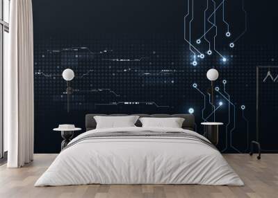 Abstract digital technology futuristic cyber internet connection background vector Wall mural