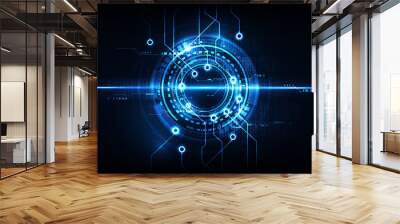 Abstract digital technology operational system cyber background vector Wall mural