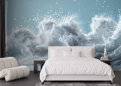 The image showcases dynamic and energetic blue foam waves, conveying the power and majesty of the ocean Wall mural