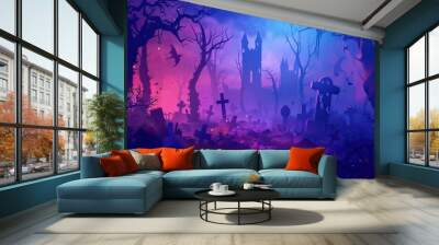 spooky halloween background with bats Wall mural