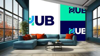 hub logo wordmark connected technology editable Wall mural