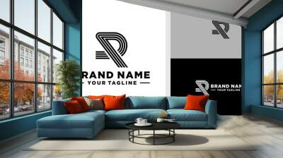 PR LOGO MONOGRAM LINE ROAD SIMPLE EDITABLE Wall mural