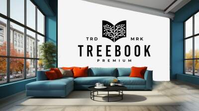 TREE BOOK LEAF HIPSTER VINTAGE LOGO VECTOR ICON ILLUSTRATION Wall mural