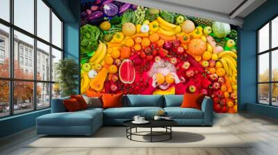 Healthy fruit and vegetable nutrition for kids Wall mural