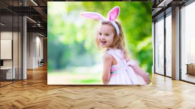 Little girl with Easter bunny ears Wall mural