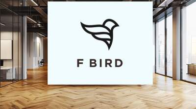 abstract f logo. bird icon Wall mural