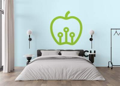 apple tech logo or fruit logo Wall mural