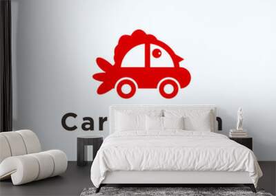 chicken car logo. car icon Wall mural