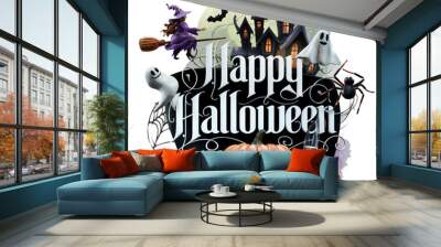 halloween background with pumpkin and bats Wall mural