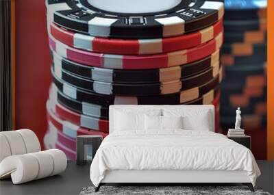 poker chips on a white Wall mural