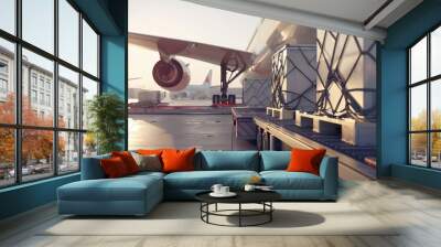 Air cargo logistics containers. Wall mural