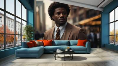 Afro American Businessman, Entrepreneur business man standing, confident professional executive manager.  Generative AI	
 Wall mural