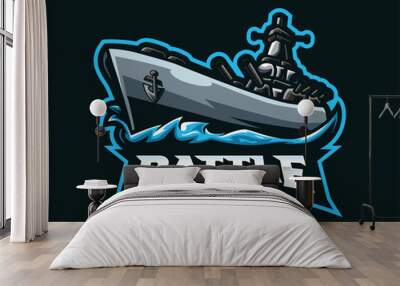 Battleship mascot logo design Wall mural