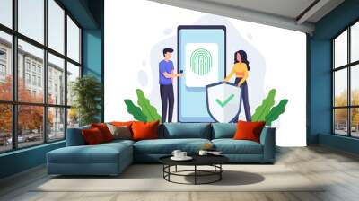 Biometric authentication concept illustration Wall mural