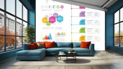 Business infographic elements. Modern infochart, marketing chart and graphs, bar diagram. Business timeline elements template, Vector illustration Wall mural