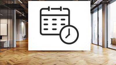 Calendar and clock icon. Calendar icon in trendy flat line style, Icon of date, time and organizer Wall mural