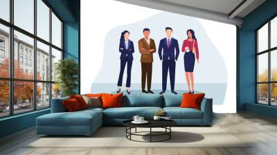 Group of business people illustration. Successful group of business people at the office, Businessman, Businesswoman, Leader. Diverse men and women in outfits. Vector in a flat style Wall mural