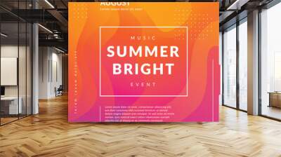 Summer poster event template. Colorful geometric background. Fluid shapes composition. Modern event poster template. Abstract bright background design Wall mural