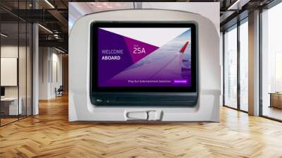 In-Flight Entertainment Screen, Inflight Screen, Seatback Screen in Airplane Wall mural