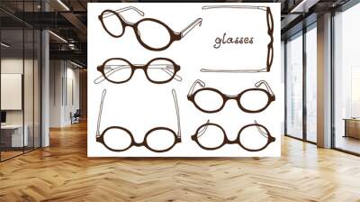 Glasses vector set, icon collection isolated on white background Wall mural