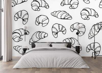 Seamless vector pattern with croissants Wall mural