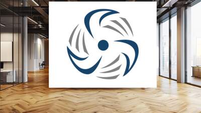 rotation of water wind turbine logo design vector illustrations. circle spinning turbulence turbine symbol. Wall mural