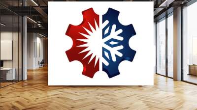 symbol fire snow heating and cooling logo for hvac business company Wall mural