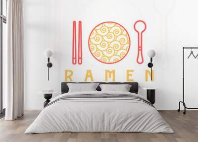 ramen logo vector illustration food asian dinner meal restaurant eat chinese japanese concept noodles red business Wall mural