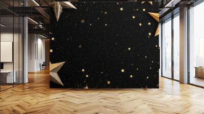 a classic black and gold background with stars and ample space for celebratory writing. - event decoration background, high definition photo Wall mural