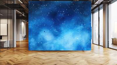 blue gradient watercolor starry sky background, dark blue watercolor  galaxy background with stars and nebulae, blue watercolor space ,banner, detailed hyper realistic image Wall mural