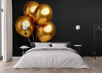 gold balloon layer on black background, extremely detailed image Wall mural