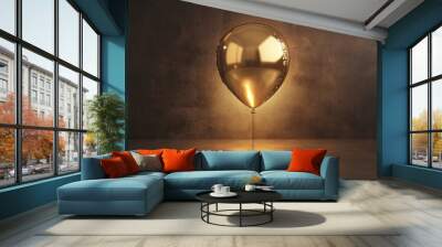 gold chrome backdrop backgrounds balloon illuminated, detailed high resolution image Wall mural